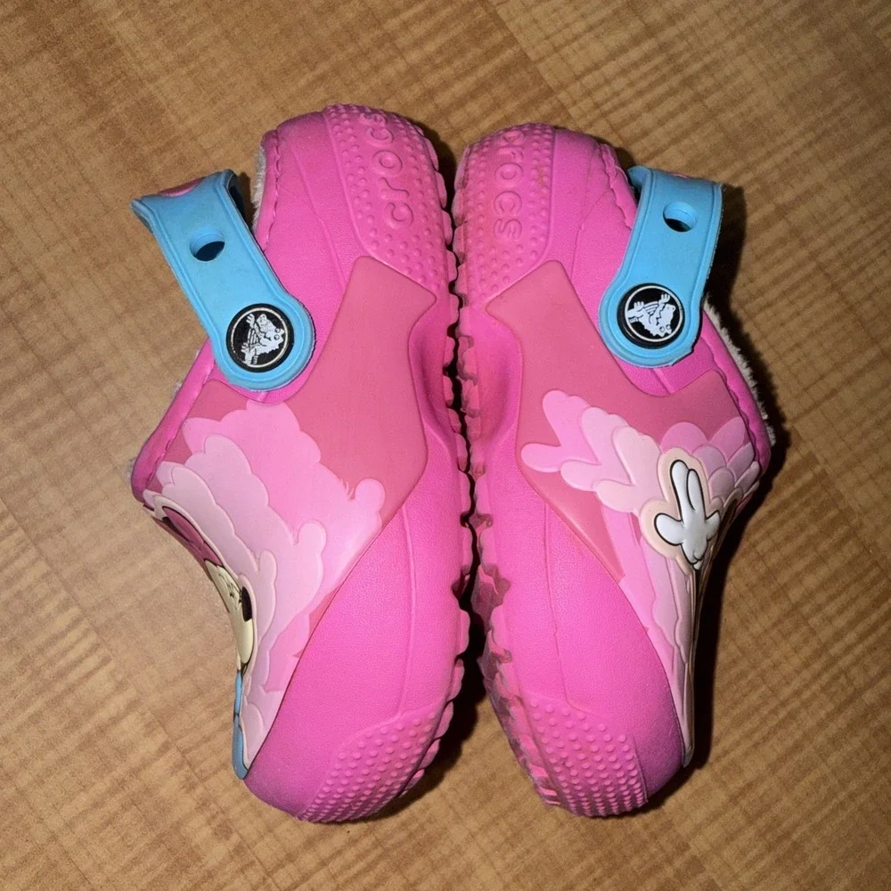 Crocs Disney Minnie Mouse Lined Pink Blue Clogs Mules Toddler Shoes Girls C7